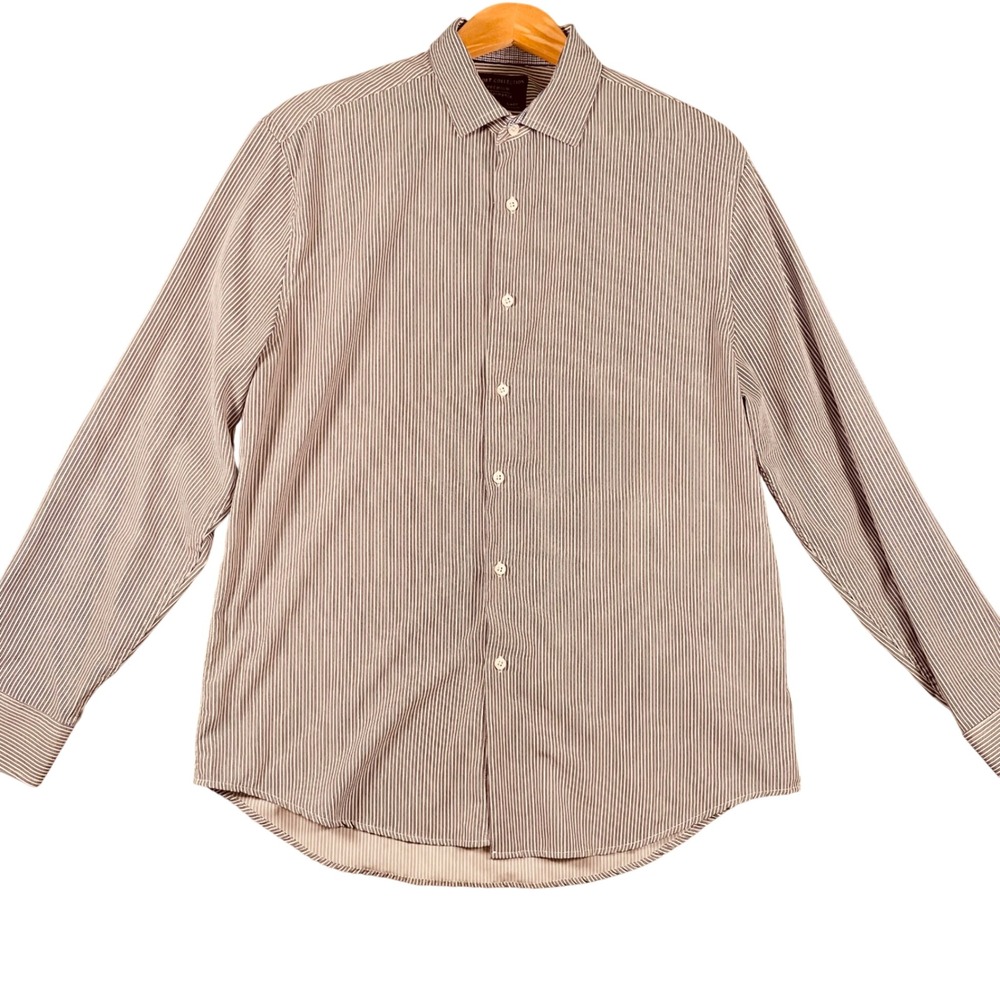 Report Collection Mens Premium Performance Slim Fit Striped Dress‎ Shirt L